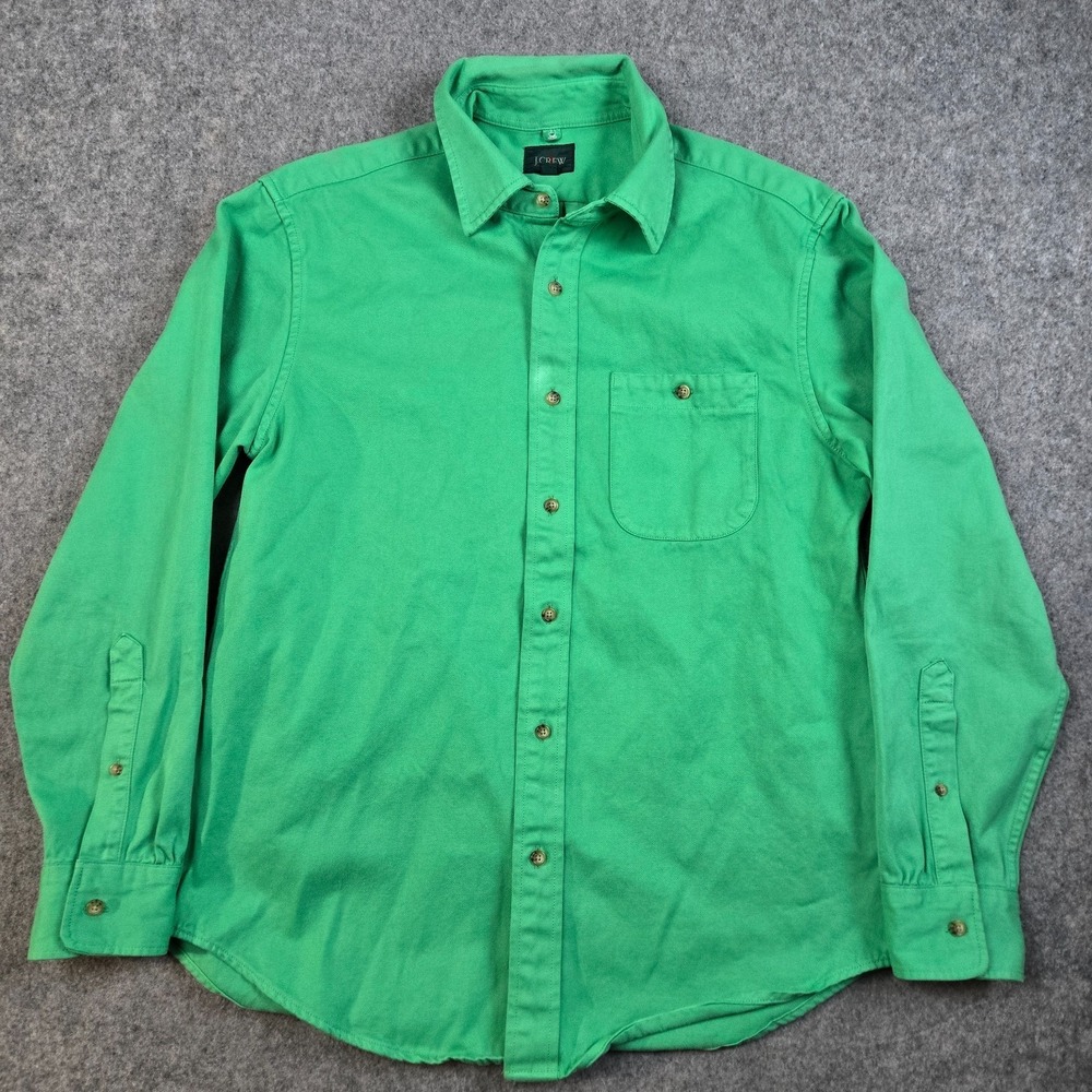 J.Crew Heavyweight Shirt Mens M Garment-Dyed Selvedge Shirt Green Outdoors